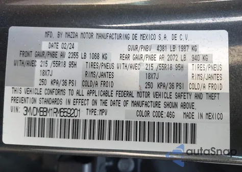 2024 Mazda Cx-30 2.5 S Select Sport from USA, damaged, VIN 3MVDMBBM1RM659201